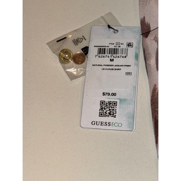 Guess Clouis Sheer Leopard Print Fitted Button Up Blouse M Animal Print Top - Picture 5 of 8